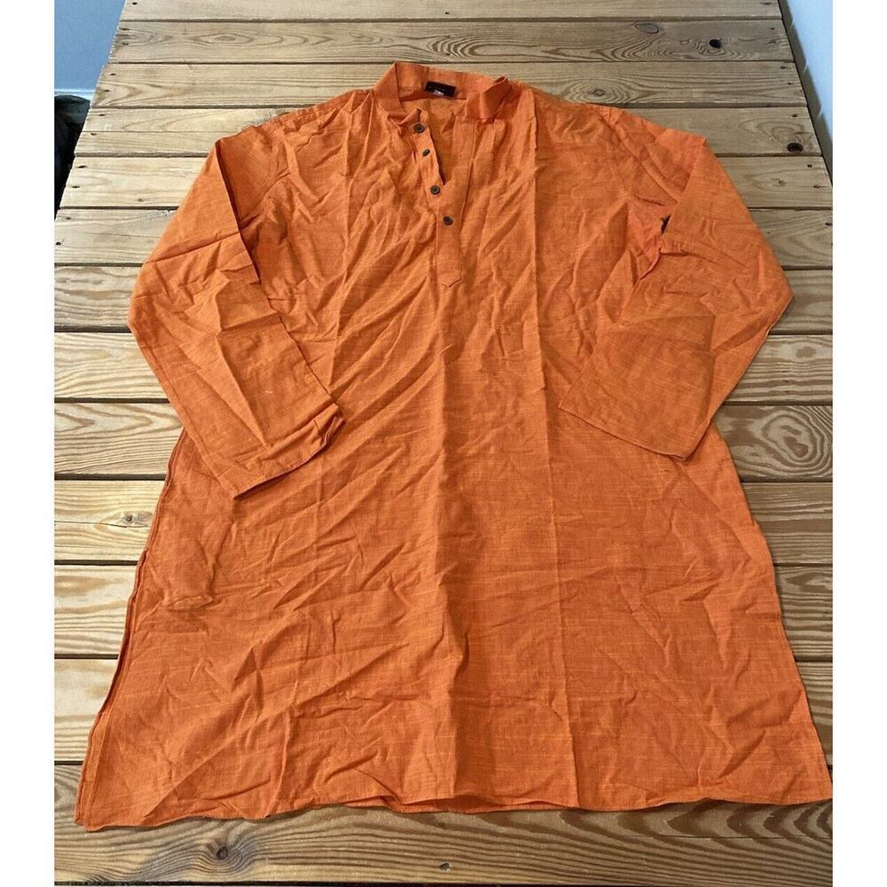 Manyavar 1/2 Button Tunic Shirt Size XL Men’s Orange